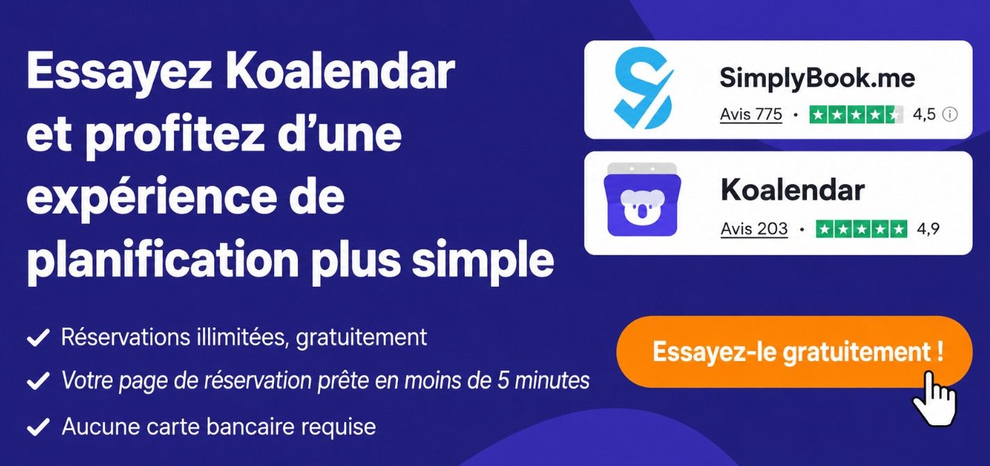 Koalendar est une solution de planification plus simple que Simplybookme
